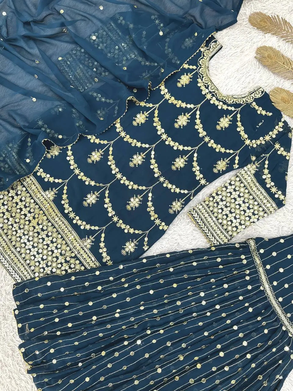 Embroidered Georgette Sharara Suit