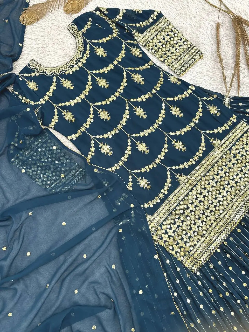 Embroidered Georgette Sharara Suit