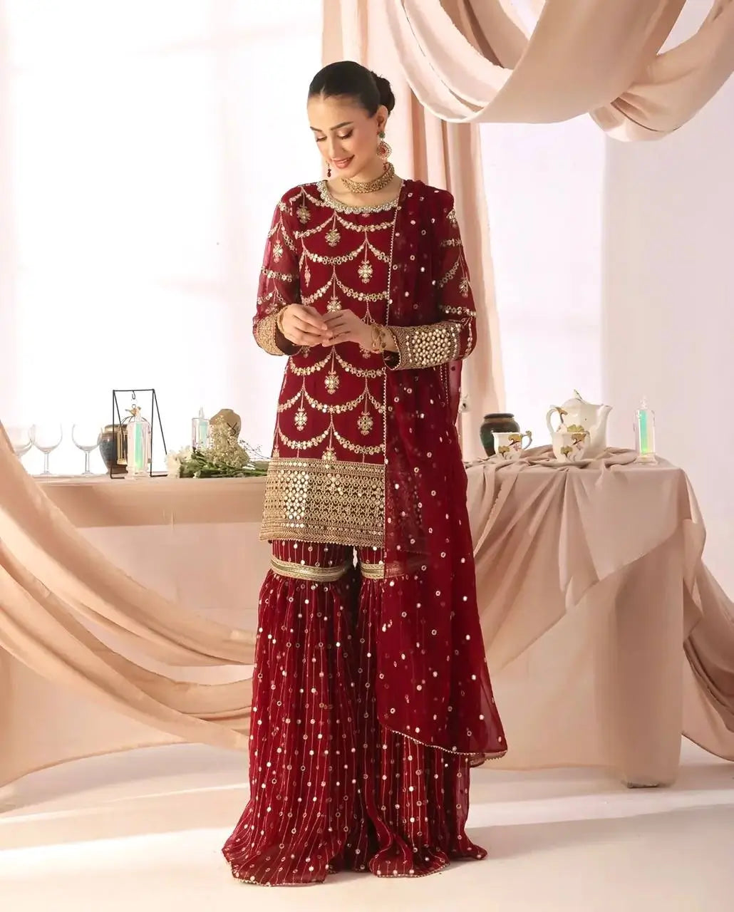 Embroidered Georgette Sharara Suit