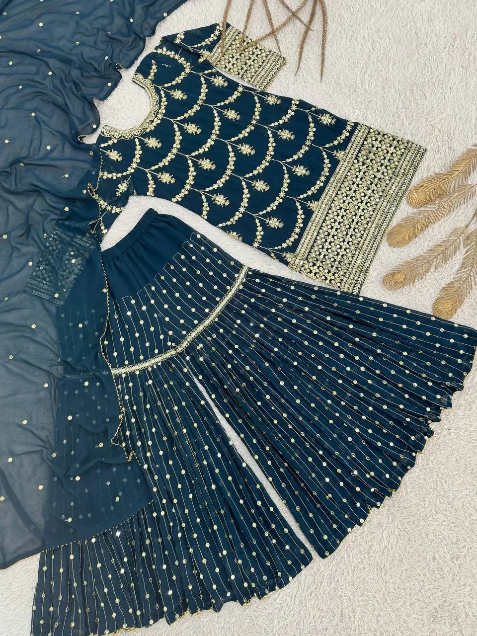 Embroidered Georgette Sharara Suit