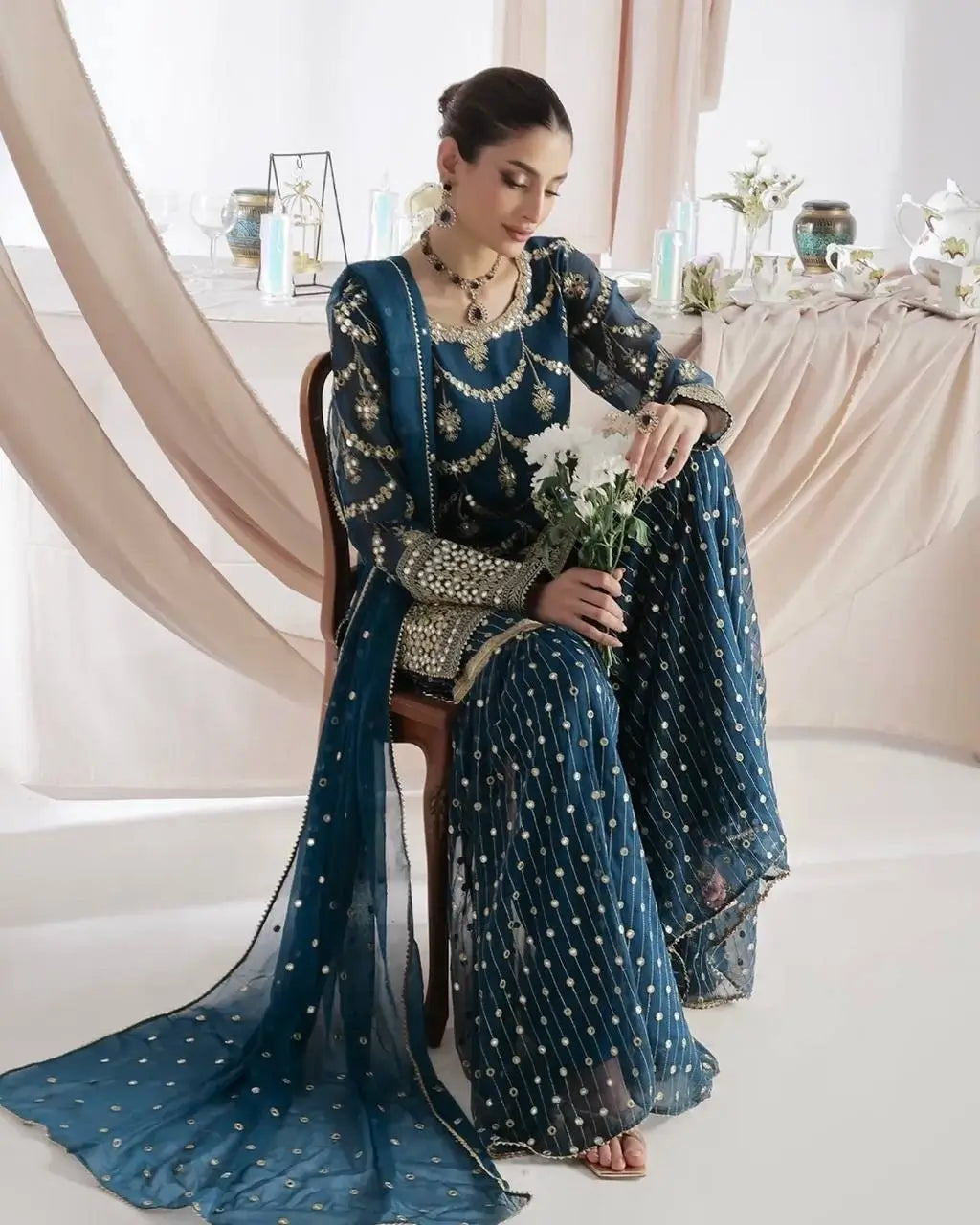 Embroidered Georgette Sharara Suit