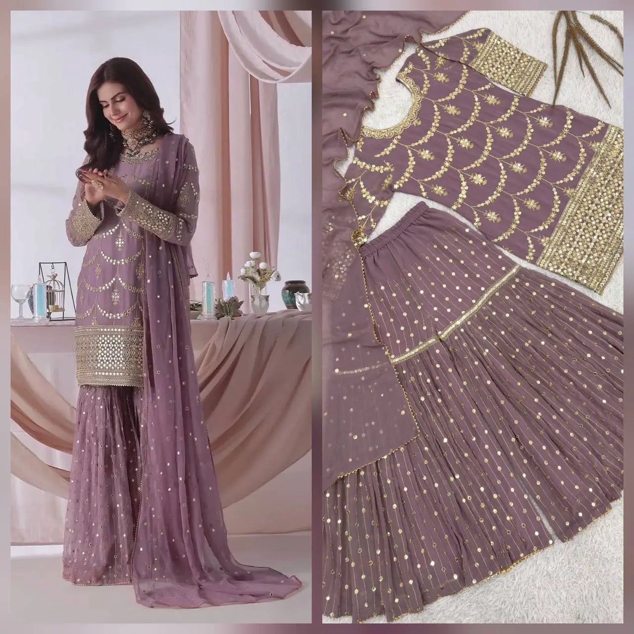 Embroidered Georgette Sharara Suit