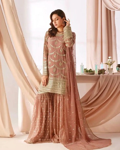Embroidered Georgette Sharara Suit
