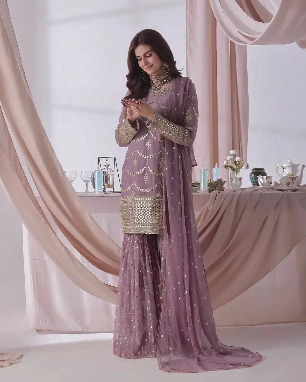 Embroidered Georgette Sharara Suit