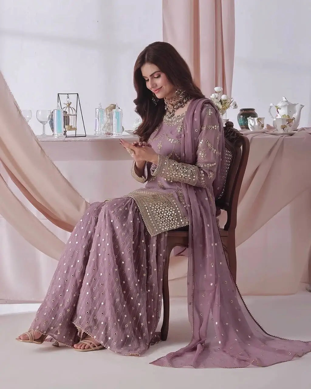 Embroidered Georgette Sharara Suit