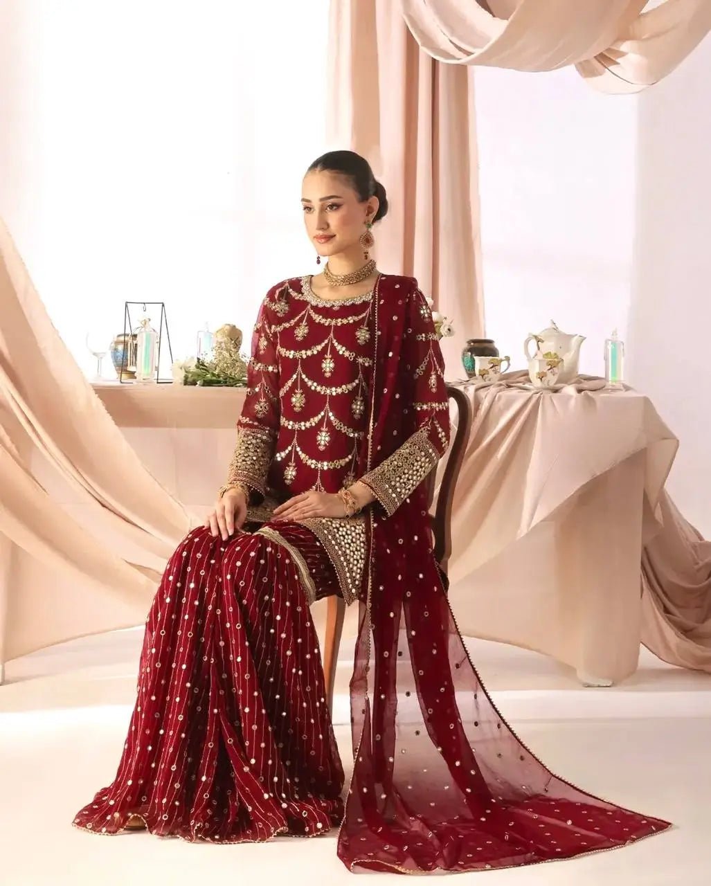 Embroidered Georgette Sharara Suit