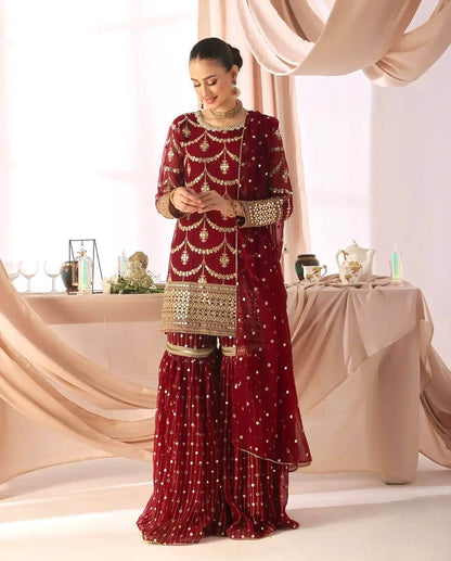 Embroidered Georgette Sharara Suit