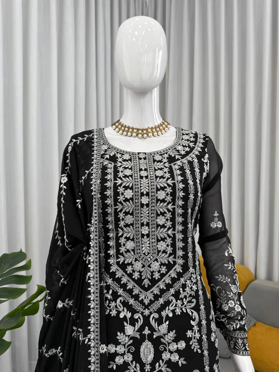 Embroidered Georgette Sharara Suit Set