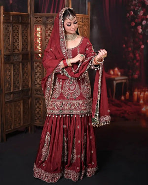 Embroidered Georgette Sharara Suit Set