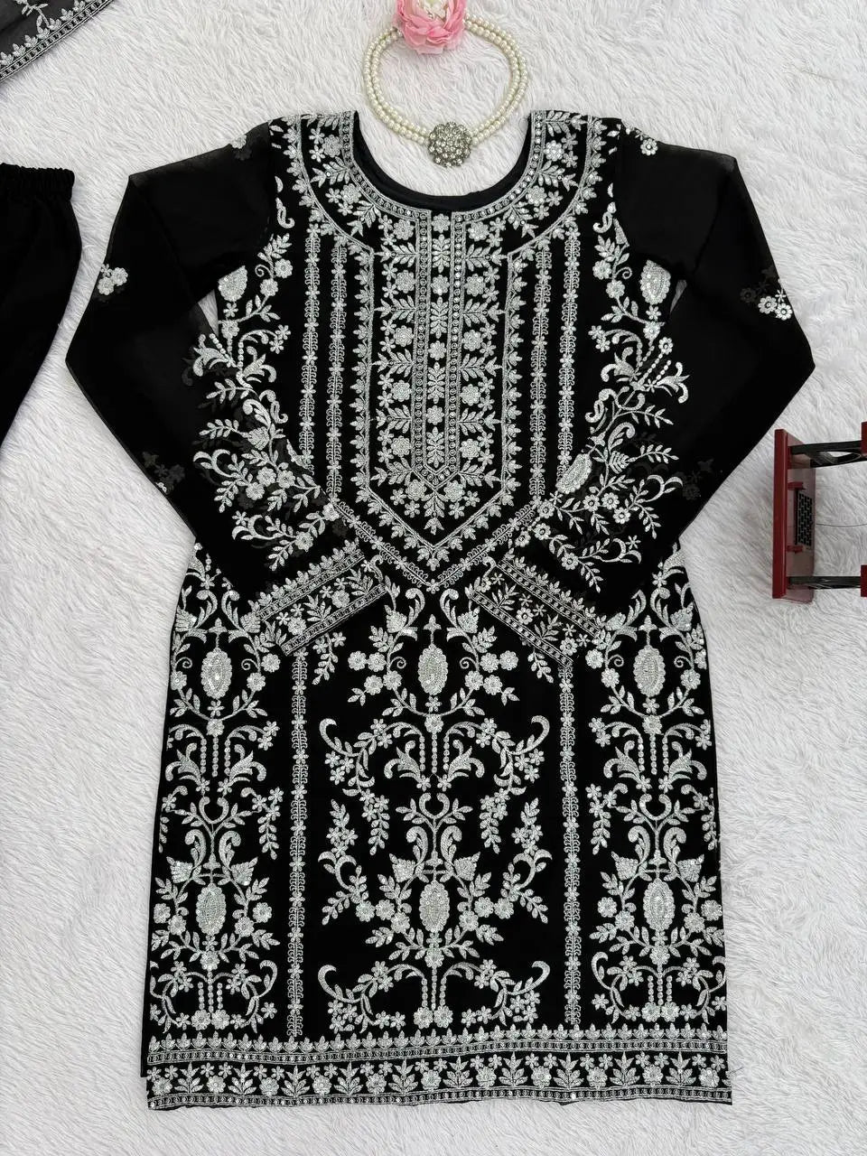 Embroidered Georgette Sharara Suit Set