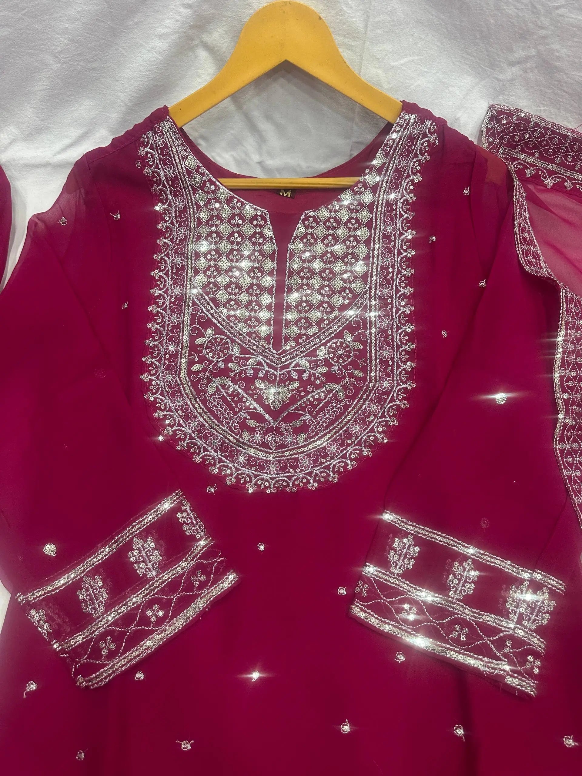 Embroidered Georgette Sharara Suit Set