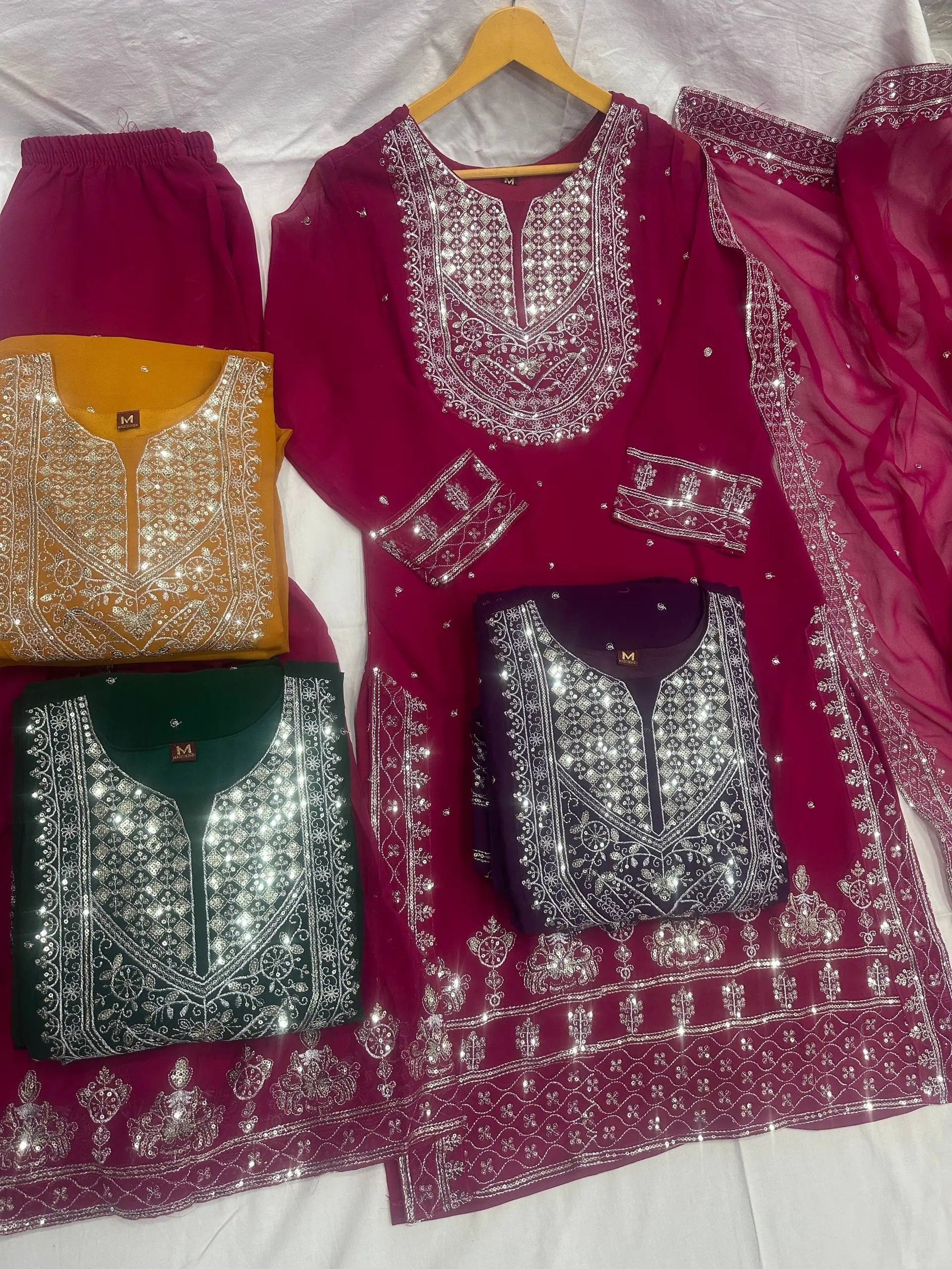 Embroidered Georgette Sharara Suit Set