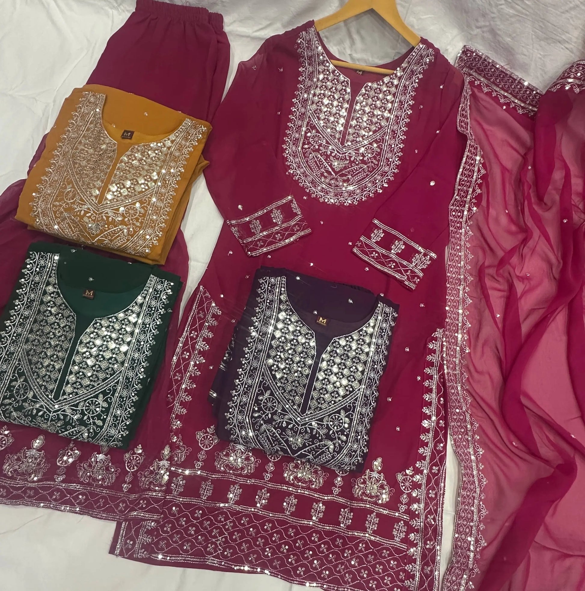Embroidered Georgette Sharara Suit Set
