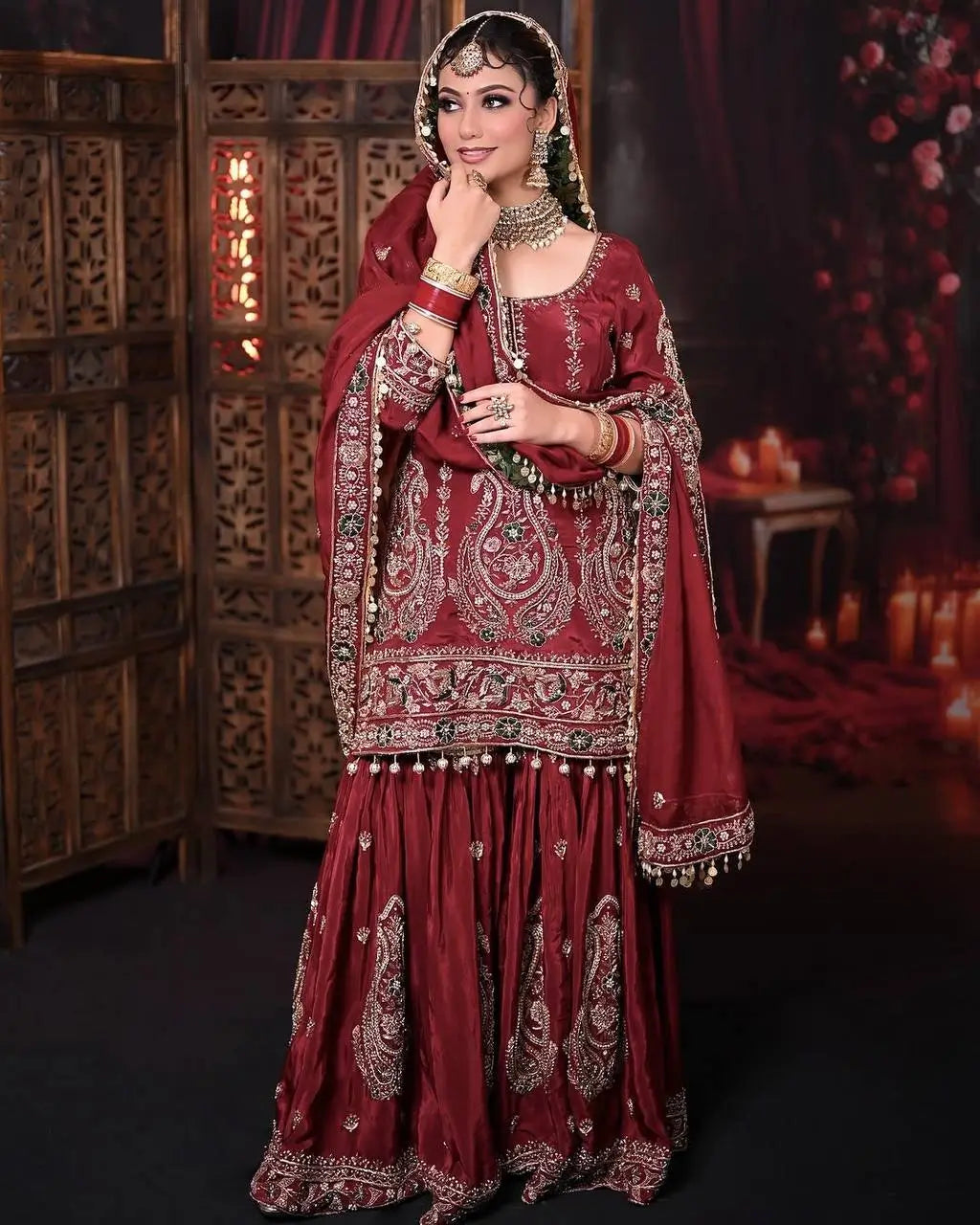 Embroidered Georgette Sharara Suit Set