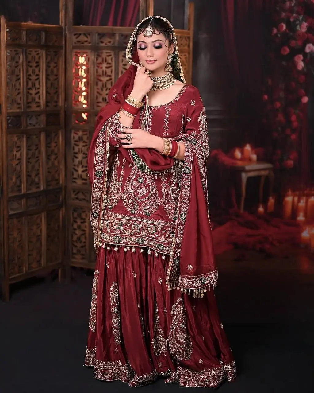 Embroidered Georgette Sharara Suit Set