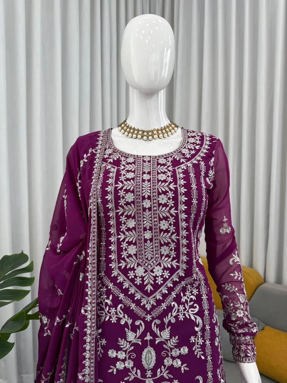 Embroidered Georgette Sharara Suit Set
