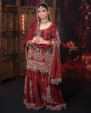 Embroidered Georgette Sharara Suit Set