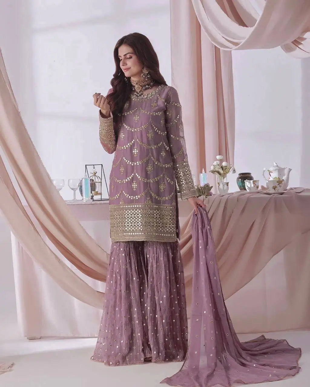 Embroidered Georgette Sharara Suit