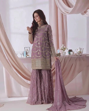 Embroidered Georgette Sharara Suit