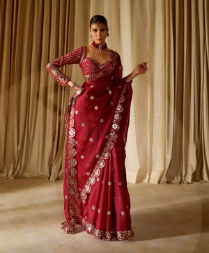 Embroidered Georgette Silk Designer Saree