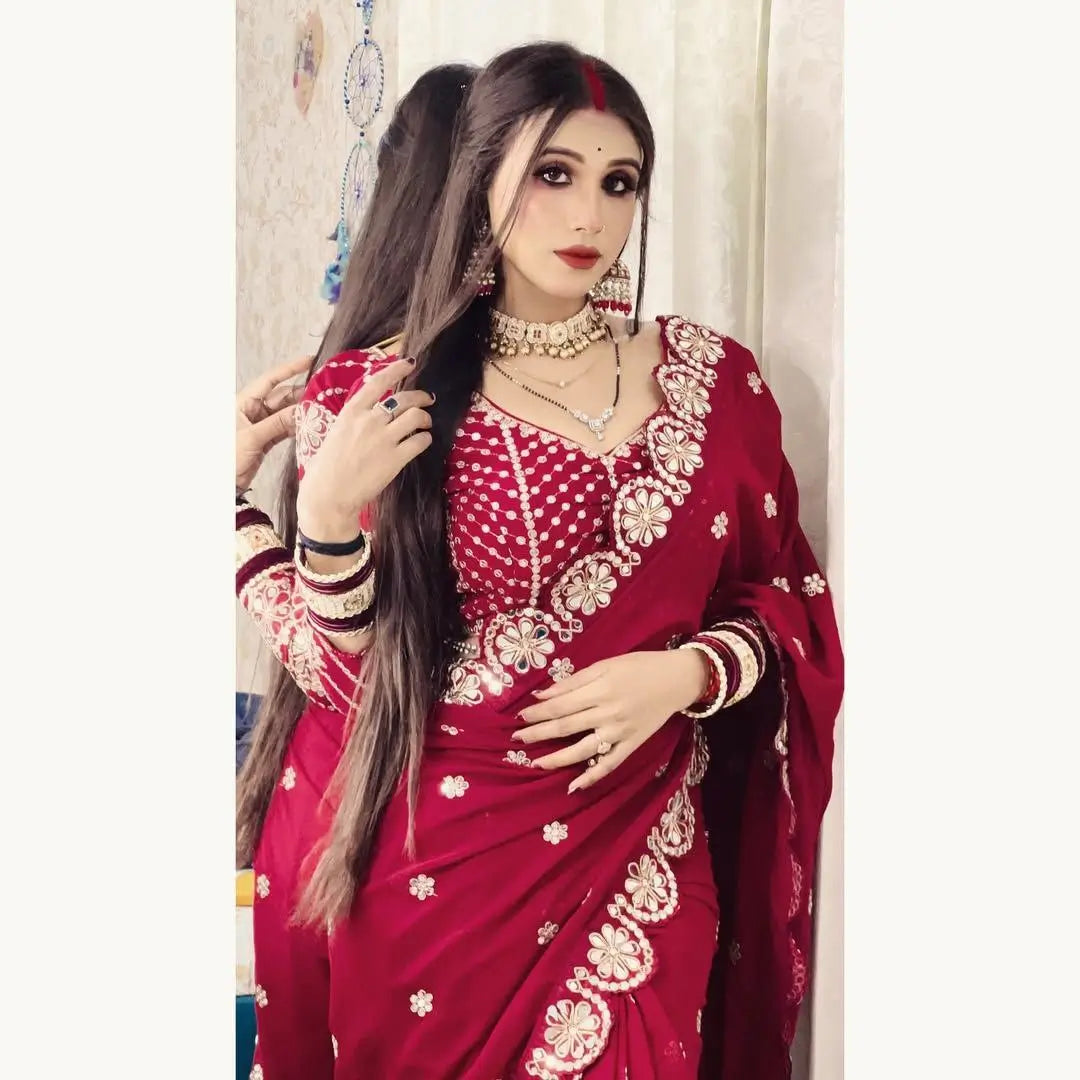 Embroidered Georgette Silk Designer Saree