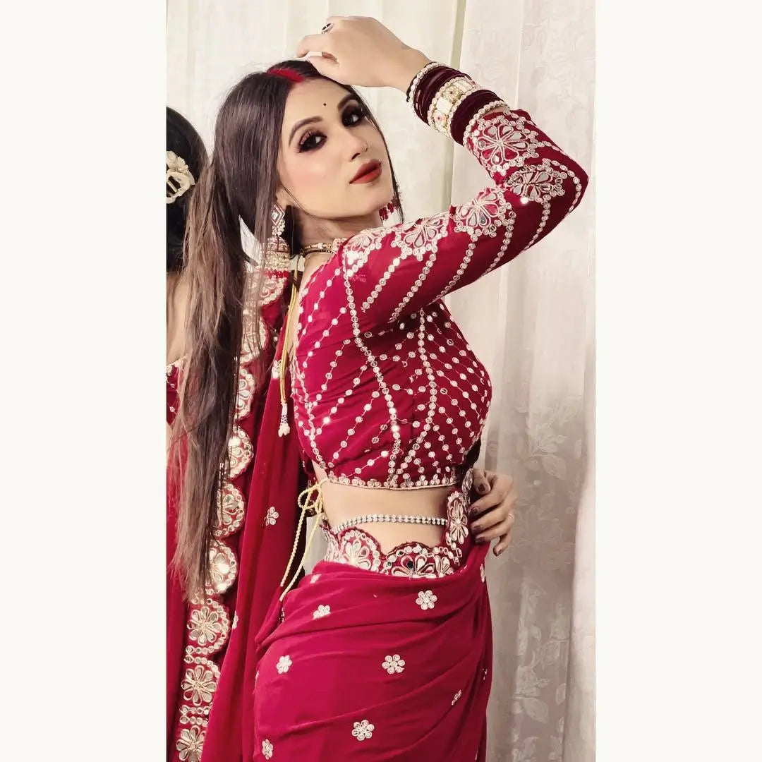 Embroidered Georgette Silk Designer Saree