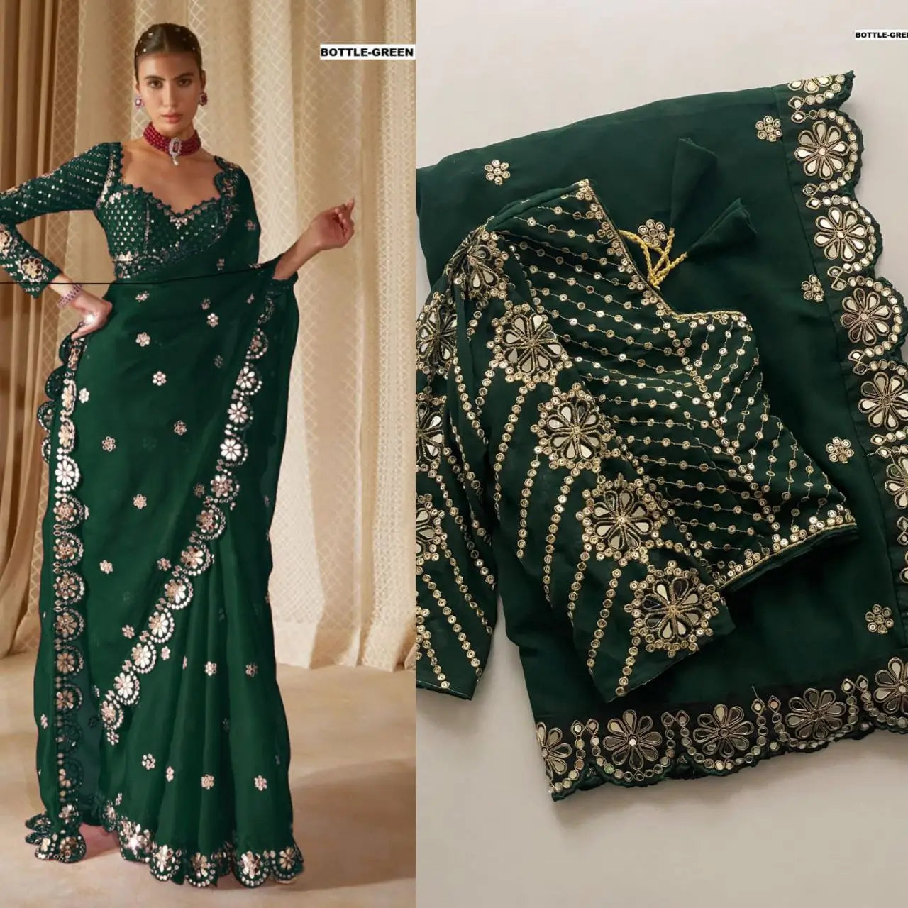 Embroidered Georgette Silk Designer Saree