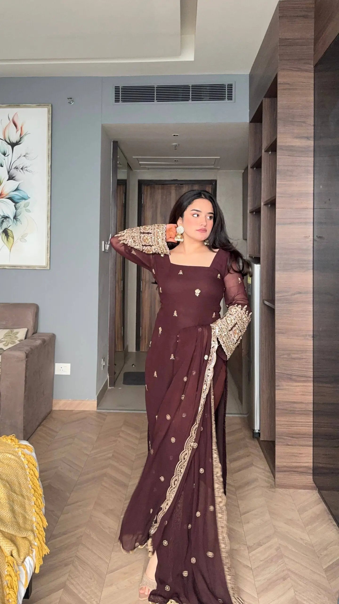 Embroidered Georgette Straight Suit Set