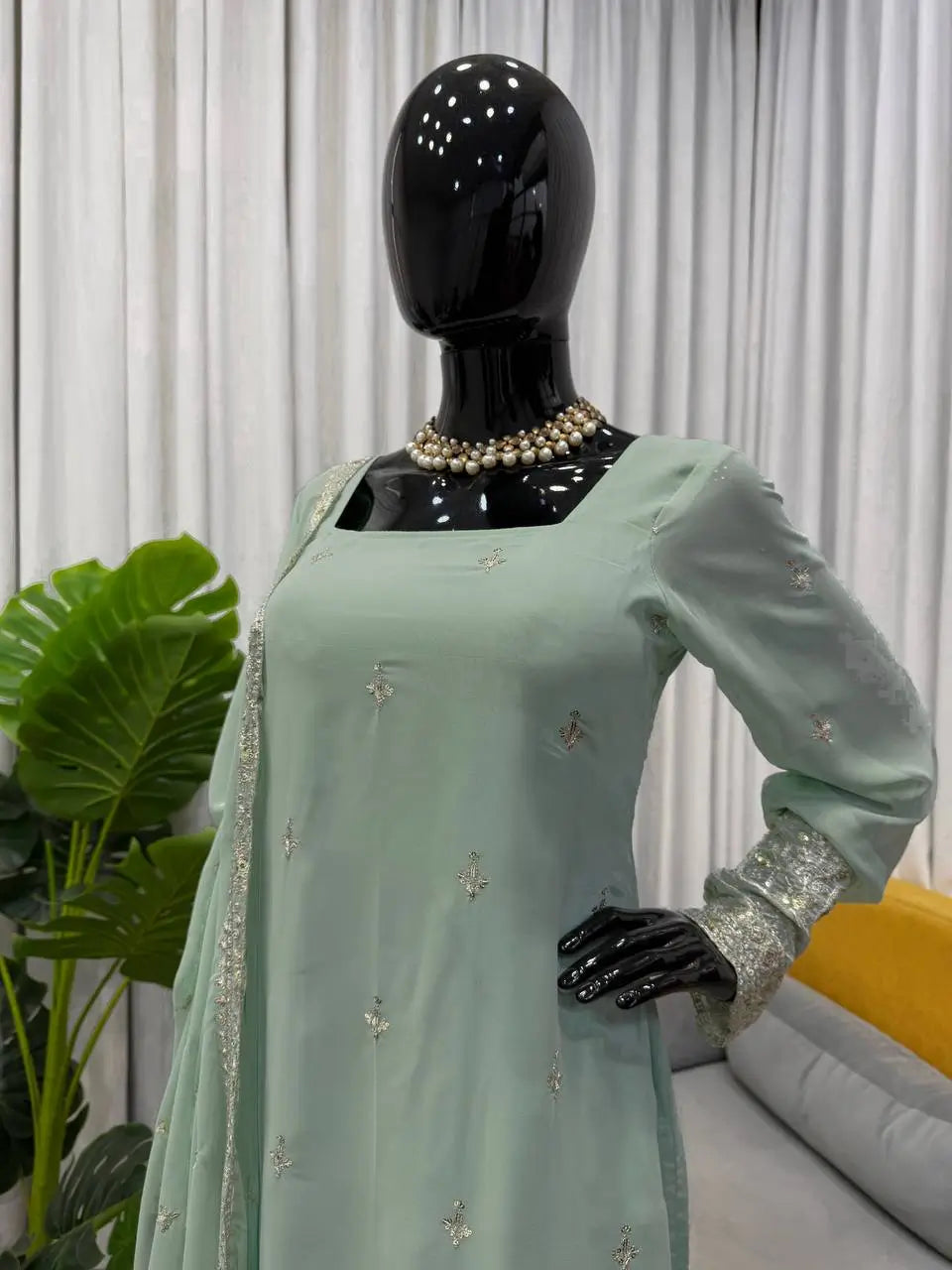 Embroidered Georgette Straight Suit Set