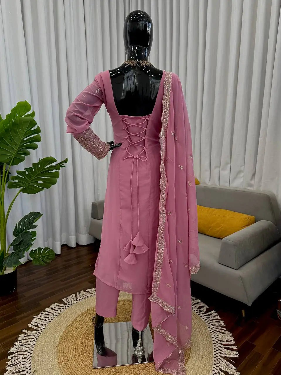 Embroidered Georgette Straight Suit Set