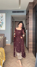 Embroidered Georgette Straight Suit Set