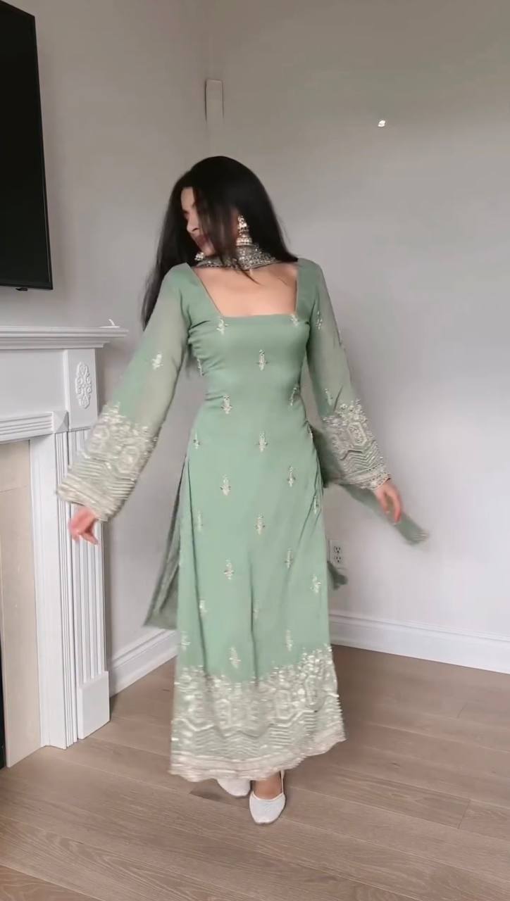 Embroidered Georgette Straight Suit Set