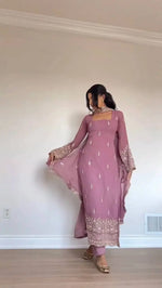 Embroidered Georgette Straight Suit Set