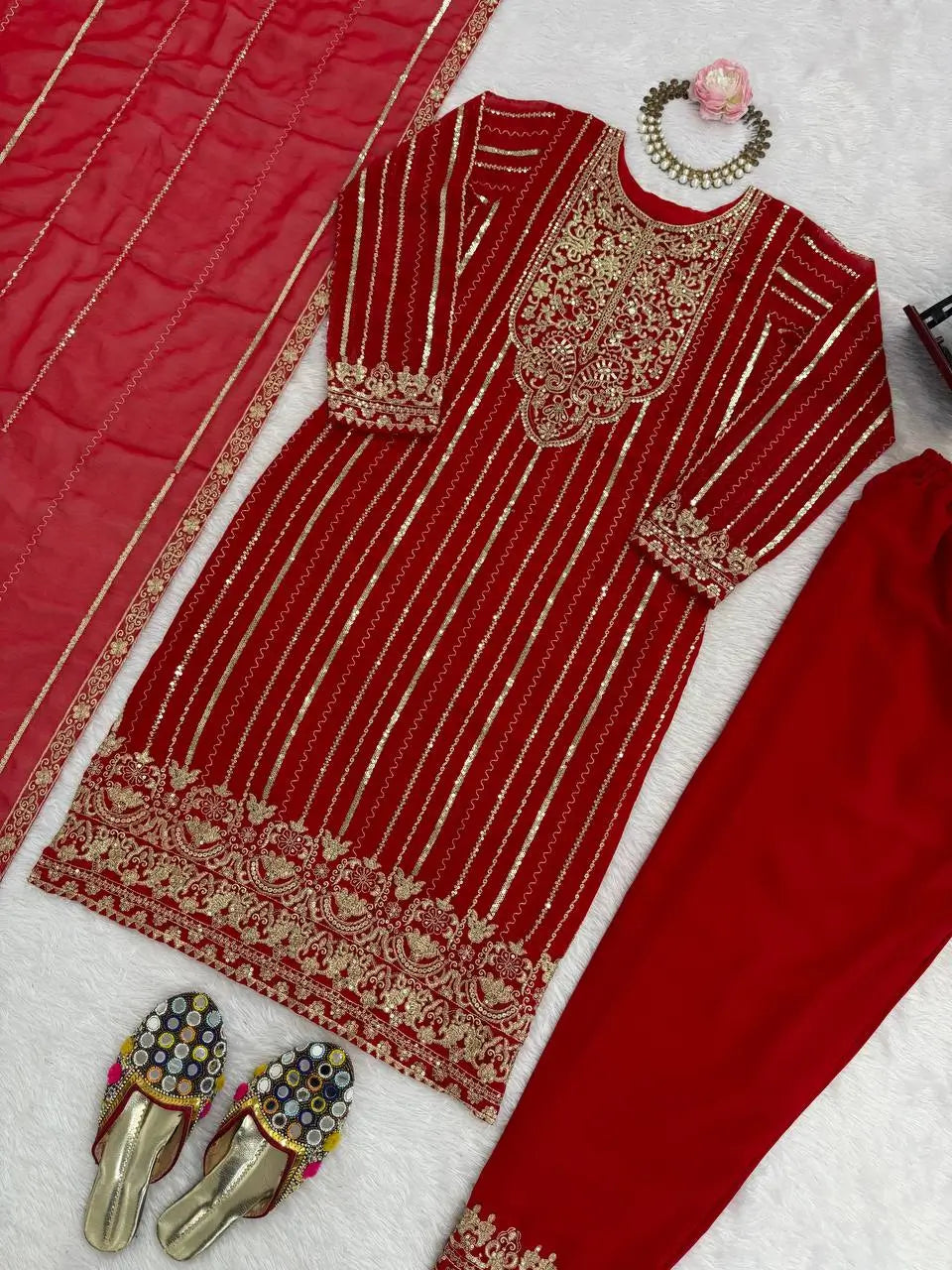 Embroidered Georgette Suit with Dupatta