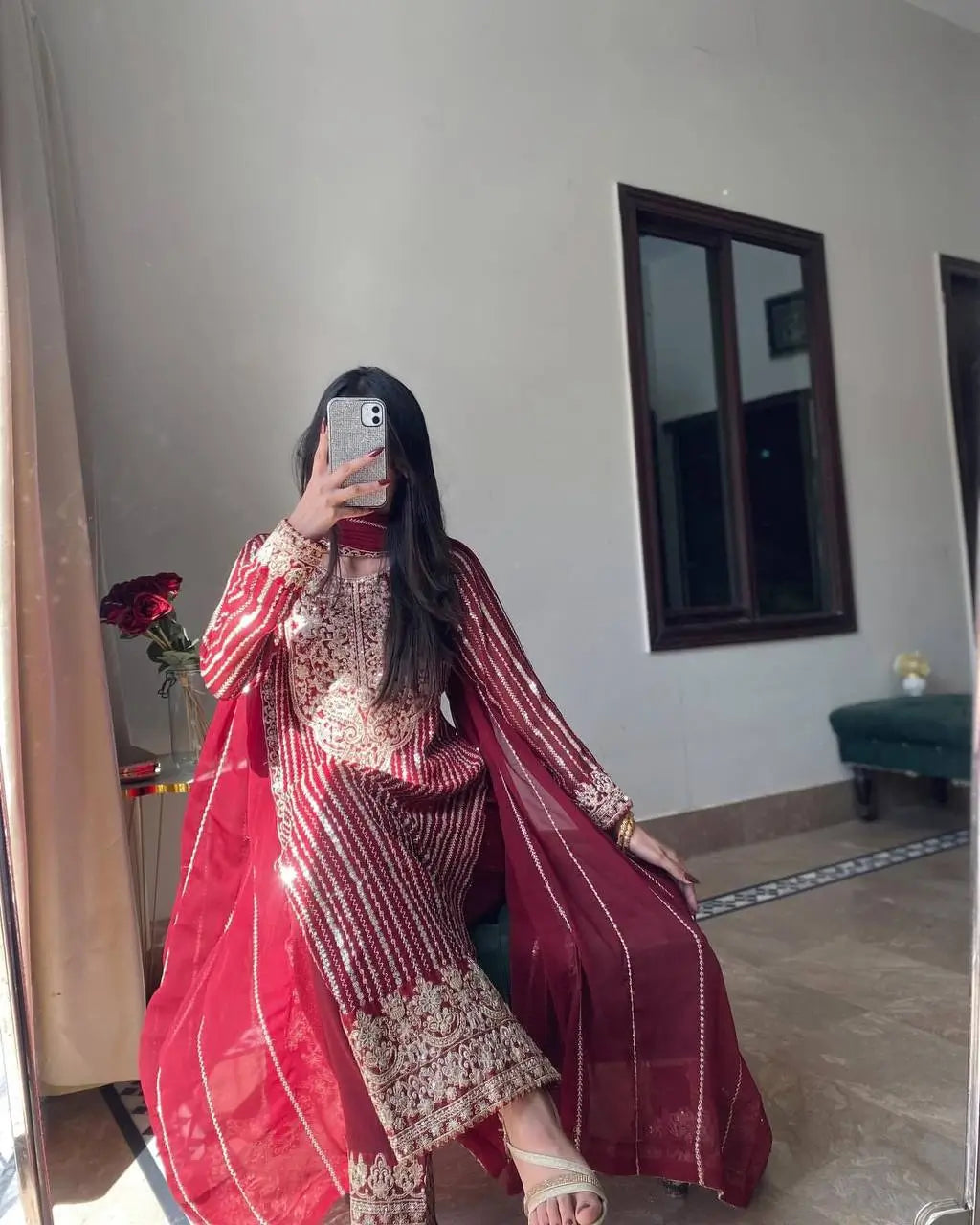 Embroidered Georgette Suit with Dupatta