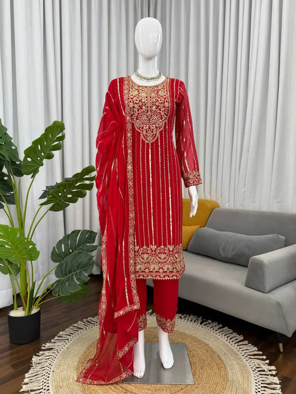 Embroidered Georgette Suit with Dupatta