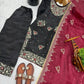 Embroidered Gmy Silk Kurta Palazzo Set with Dupatta