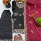Embroidered Gmy Silk Kurta Palazzo Set with Dupatta