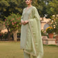 Embroidered Gmy Silk Kurta Palazzo Set with Dupatta