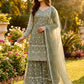 Embroidered Gmy Silk Kurta Palazzo Set with Dupatta