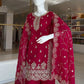 Embroidered Gmy Silk Kurta Palazzo Set with Dupatta