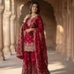 Embroidered Gmy Silk Kurta Palazzo Set with Dupatta