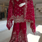 Embroidered Gmy Silk Kurta Palazzo Set with Dupatta