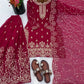 Embroidered Gmy Silk Kurta Palazzo Set with Dupatta
