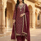 Embroidered Gmy Silk Kurta Palazzo Set with Dupatta