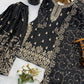 Embroidered Gmy Silk Kurta Palazzo Set with Dupatta