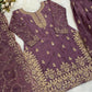 Embroidered Gmy Silk Kurta Palazzo Set with Dupatta