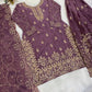 Embroidered Gmy Silk Kurta Palazzo Set with Dupatta