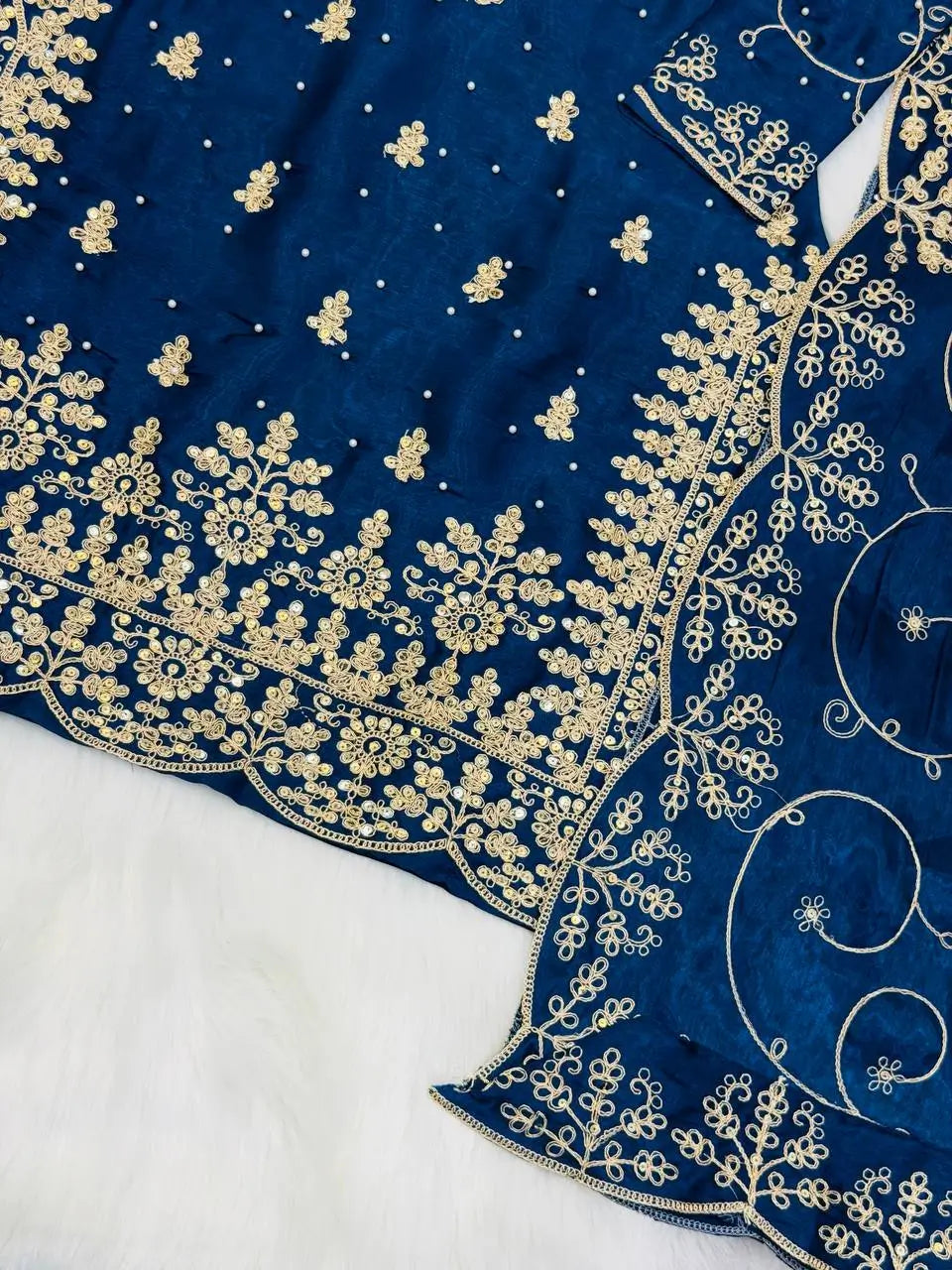 Embroidered Gmy Silk Kurta Palazzo Set with Dupatta