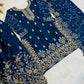 Embroidered Gmy Silk Kurta Palazzo Set with Dupatta